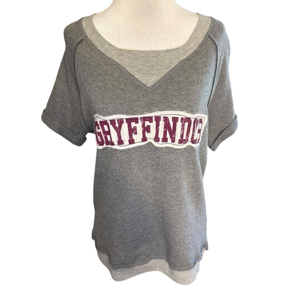 Harry Potter Gryffindor Women Gray‎ Short Sleeve Sleep Shirt Pajama Top Medium